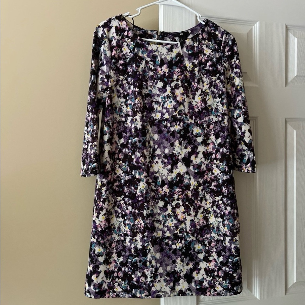 H&M Multicolor Floral Long Sleeve Shift Dress Size S